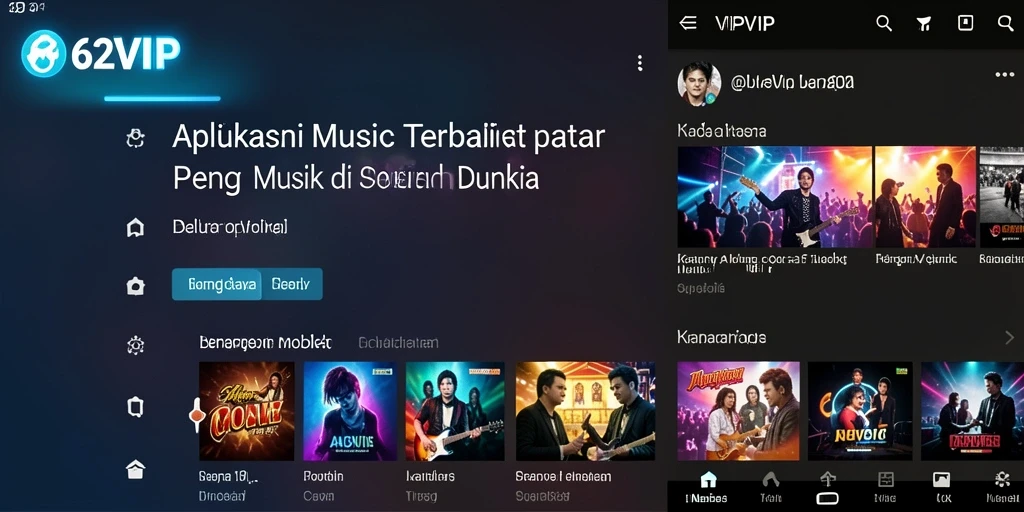 Screenshot gameplay 62VIP yang menampilkan beragam genre musik.