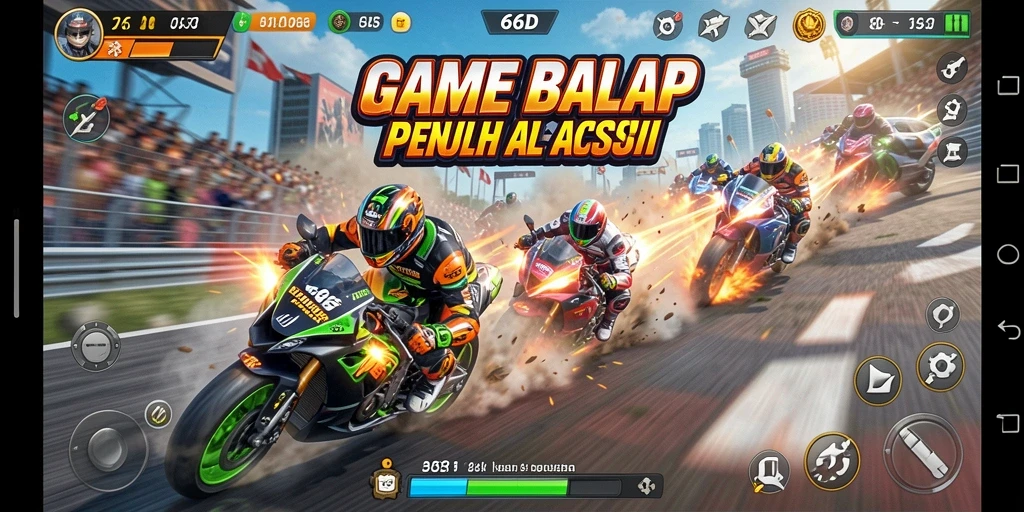 Screenshot gameplay 66D menampilkan aksi balapan yang intens dan mendebarkan.