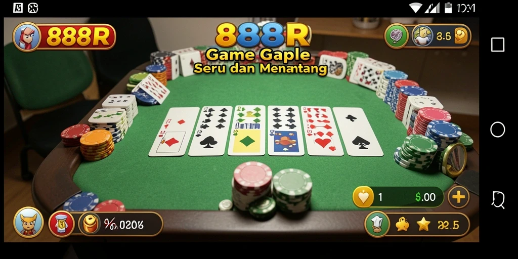 Screenshot gameplay Gaple di 888R menunjukkan suasana yang seru dan menantang.