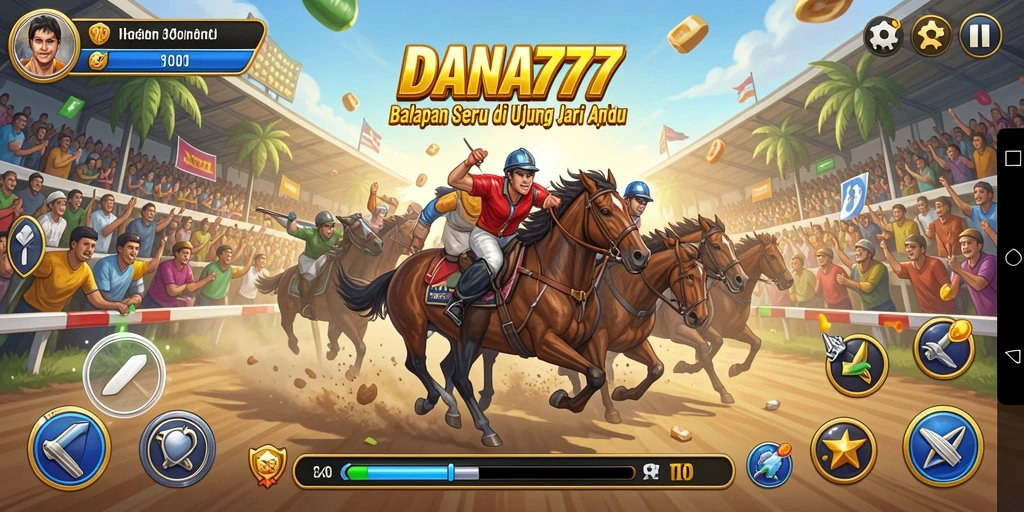 Screenshot gameplay DANA777 menampilkan aksi balapan yang mendebarkan.