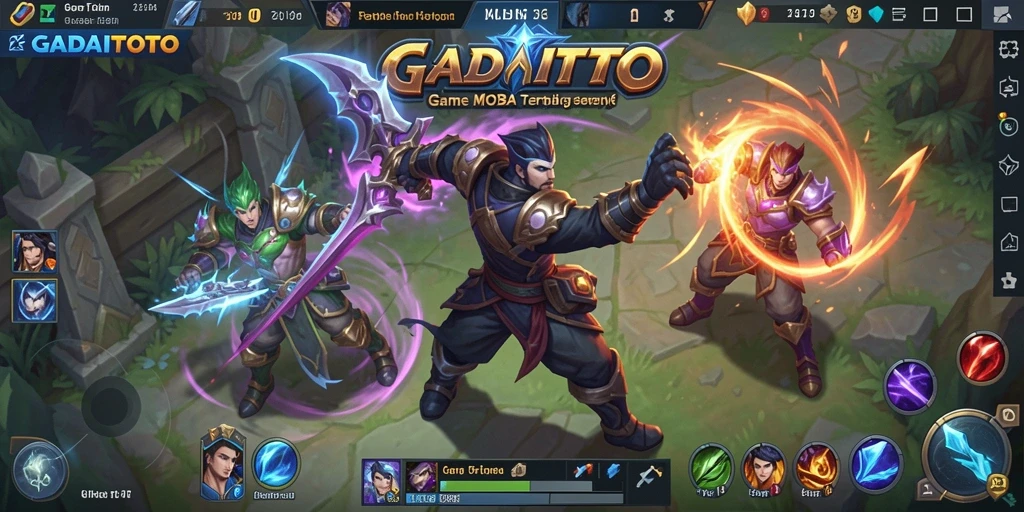 Screenshot utama GADAITOTO menampilkan aksi pertarungan seru antar pemain.