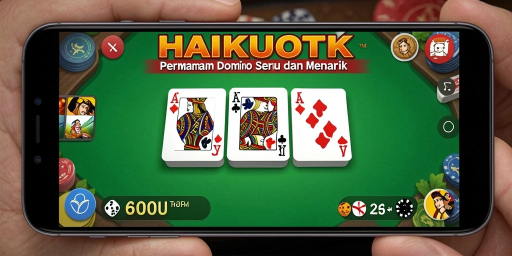 Screenshot gameplay HAIKUOTK menampilkan aksi seru permainan Domino.
