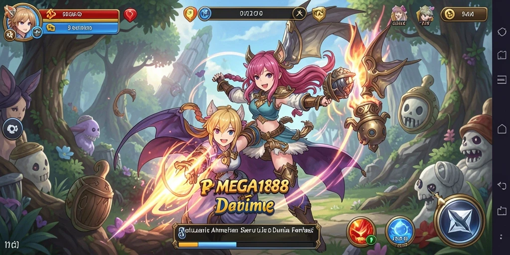 Tampilan gameplay MEGA188 yang menakjubkan dengan karakter Anime penuh aksi.