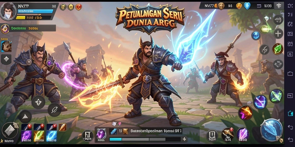 Screenshot gameplay NV77 yang menunjukkan pertarungan seru dalam dunia ARPG.
