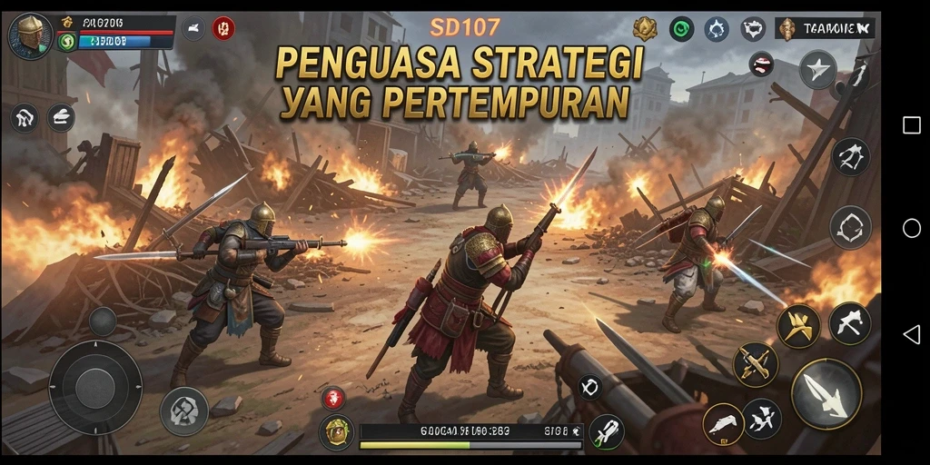 Tangkapan layar dari gameplay menegangkan SD107, menunjukkan aksi pertempuran yang epik.