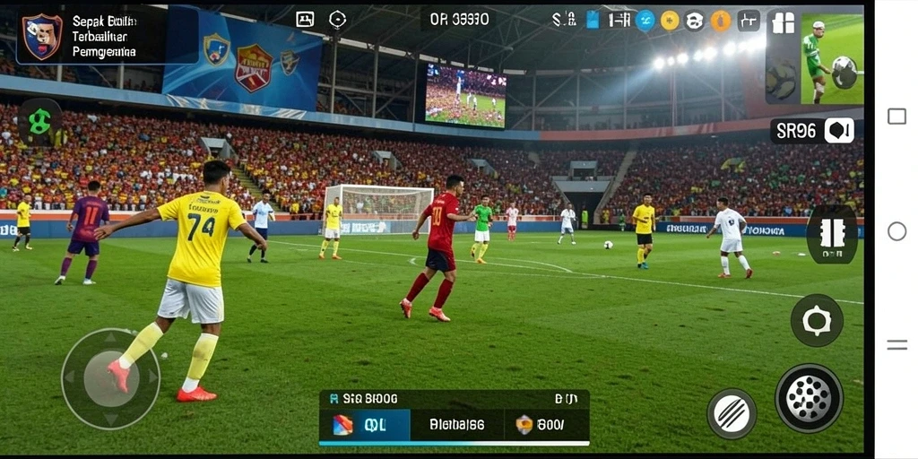 Tangkapan layar SR996 menampilkan aksi seru di lapangan sepak bola.