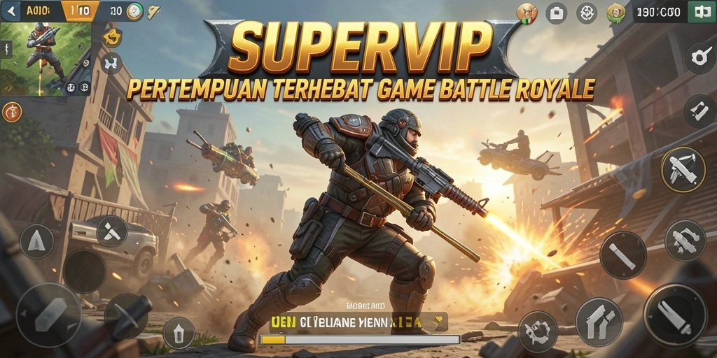 Tangkapan layar gameplay menunjukkan aksi seru dalam pertempuran Battle Royale.