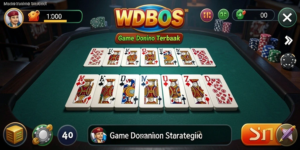 Tampilan utama gameplay WDBOS dengan pemain beradu strategi di Domino.